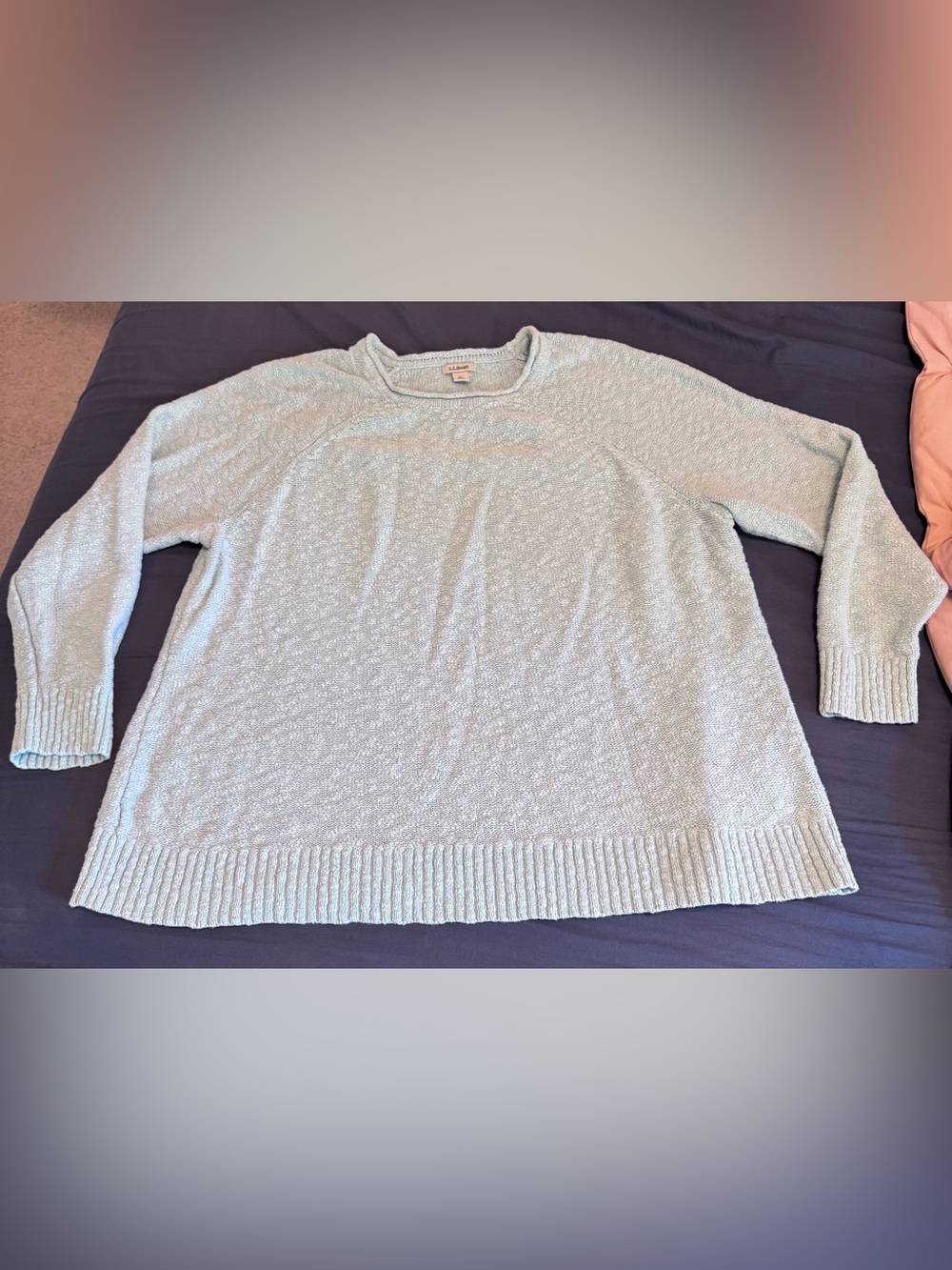 L.L.Bean Sweater Midweight Cotton Slub Rollneck Pullover Women’s 1x Teal Pale